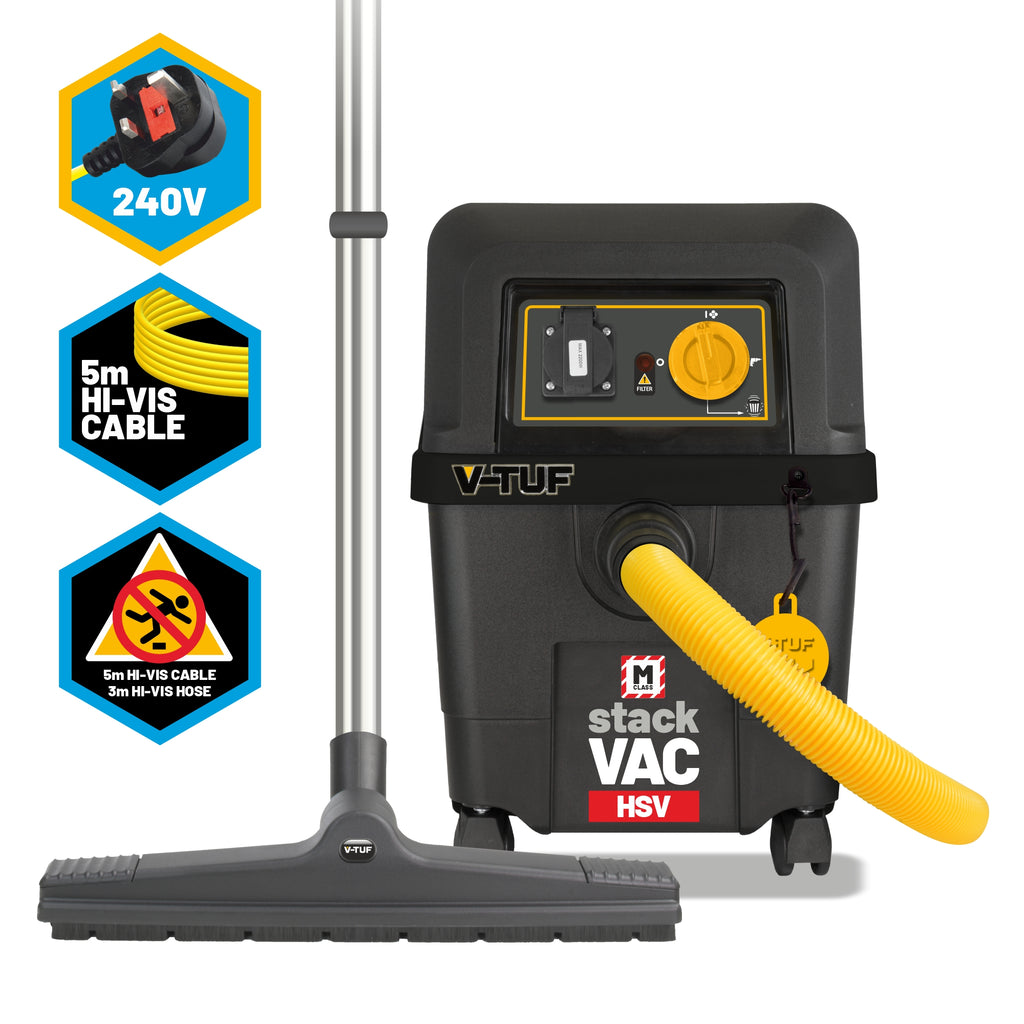V-TUF STACKVACHSV240 M-Class dust extractor with PTO in use showing compact stacked form