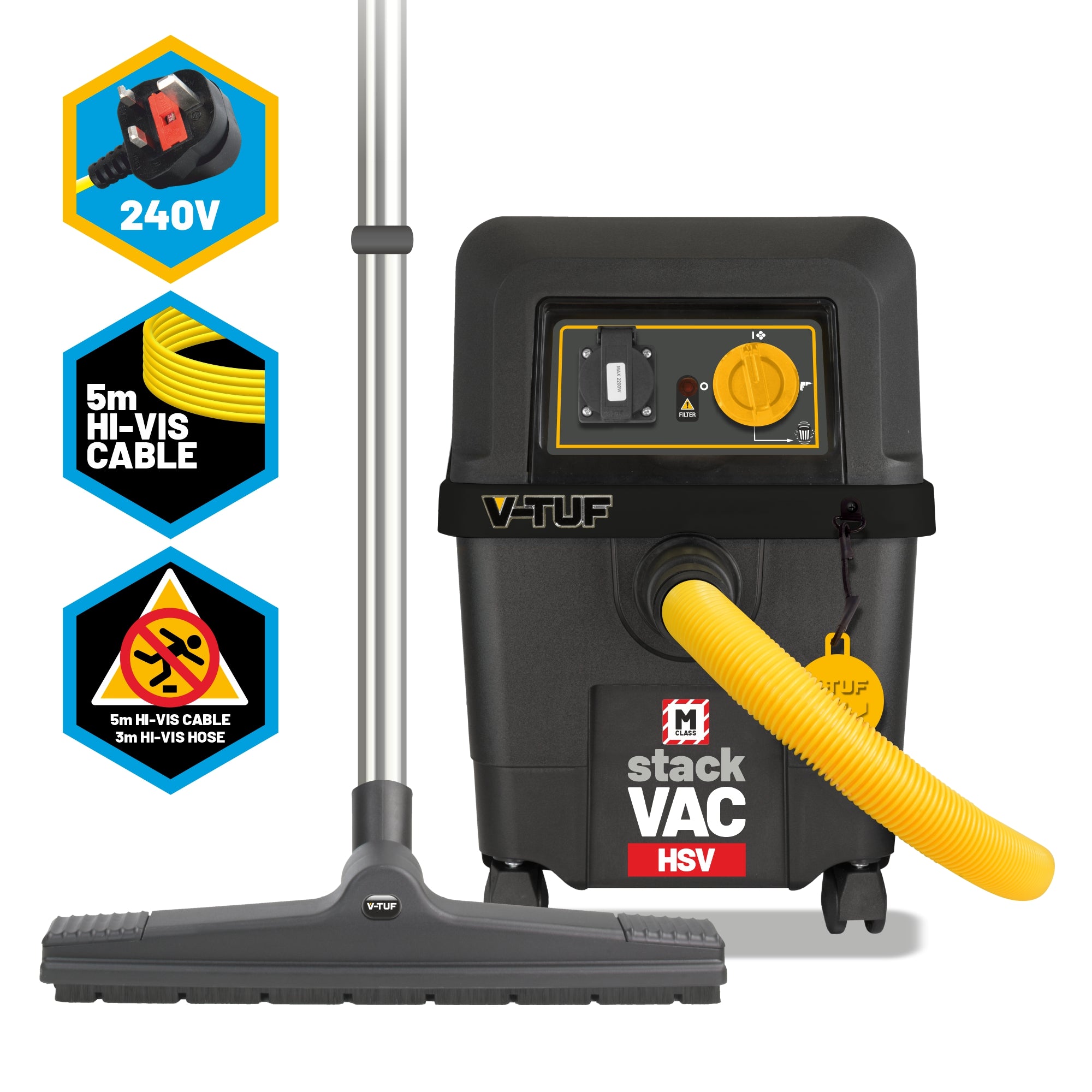 V-TUF STACKVACHSV240 M-Class dust extractor with PTO in use showing compact stacked form