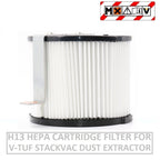 V-TUF StackVac cartridge filter VTM402, M-class H13 HEPA rated, white cylindrical filter