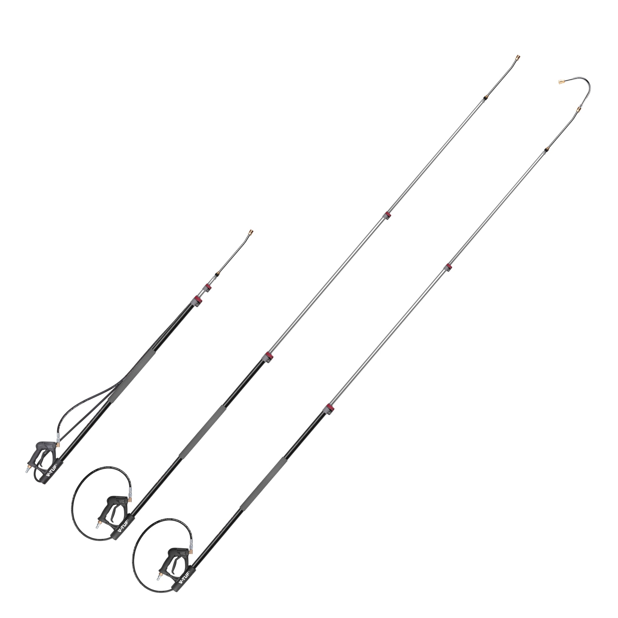 V-TUF T2.9400 teleLANCE side view showing collapsed and extended position with gutter tool