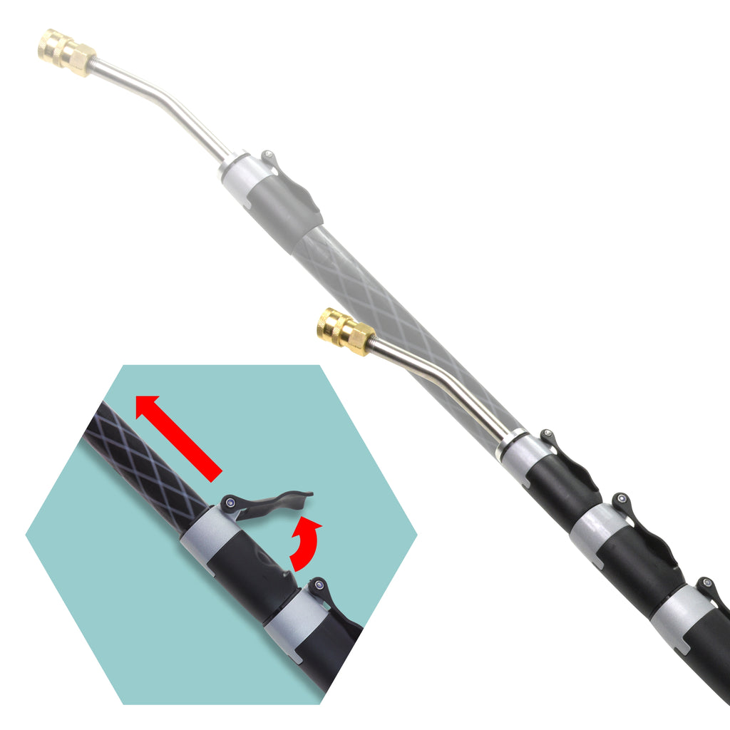 V-TUF T2.GCX42CF carbon fibre teleLANCE extended view showing 12.8m reach and belt clip