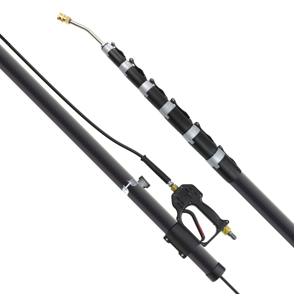 V-TUF T2.GCX42CF carbon fibre lance in use showing operator cleaning gutters at height