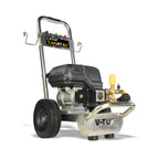 V-TUF TUFJET4-LI battery pressure washer side view showing battery pack and pump