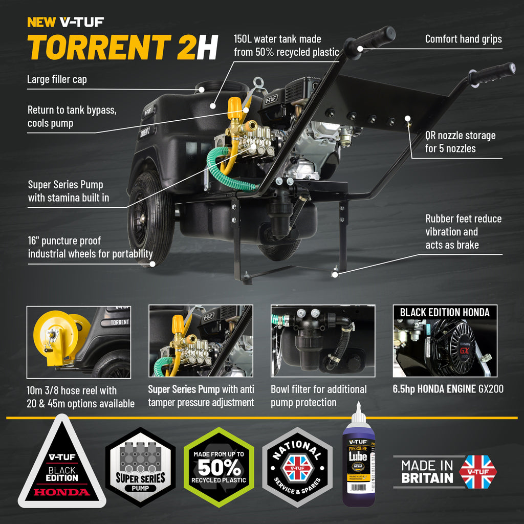 V-TUF TORRENT 2H bowser rear view showing water tank inlet and outlet connections