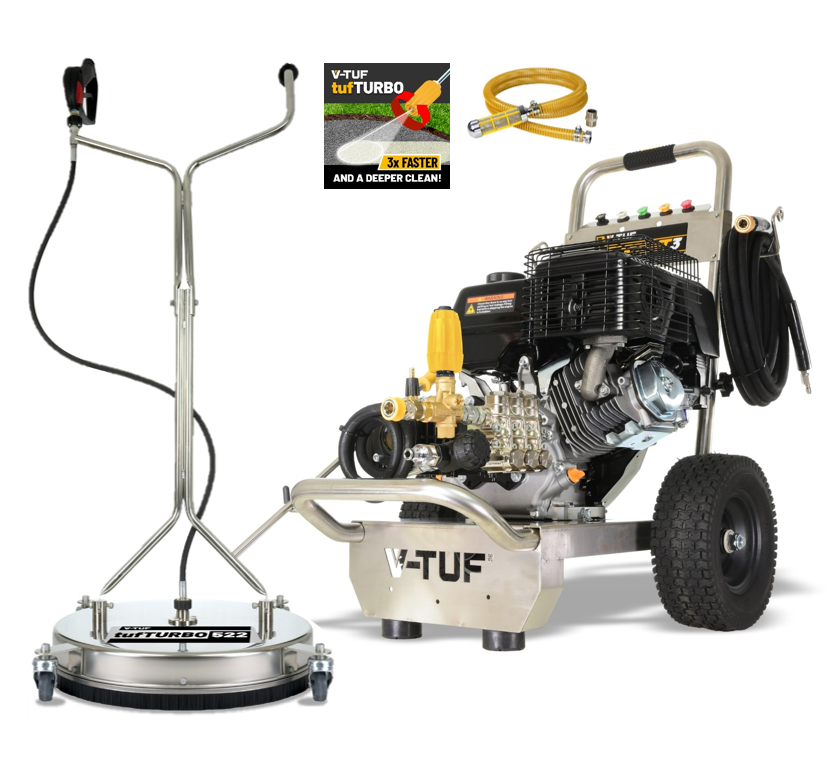 V-TUF TORRENT 3 15HP petrol pressure washer TORRENT3-KIT1 with 21 inch tufTURBO stainless surface cleaner