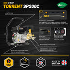 V-TUF TORRENTSP200C side view showing 7HP engine, Super Series pump and compact frame