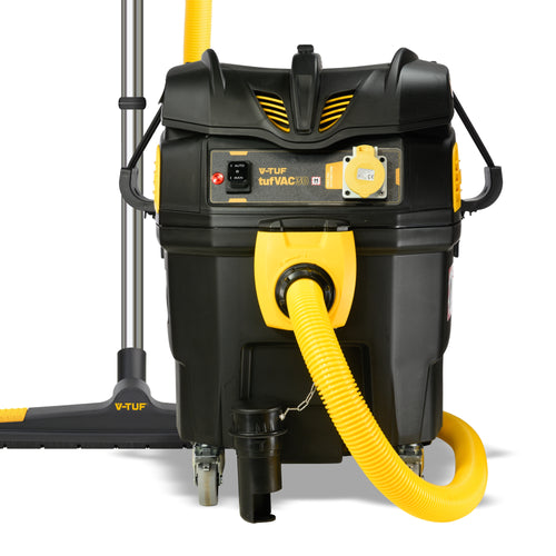 V-TUF TUFVAC30M110 side view showing 110V motor, filter cleaning system and PTO connection