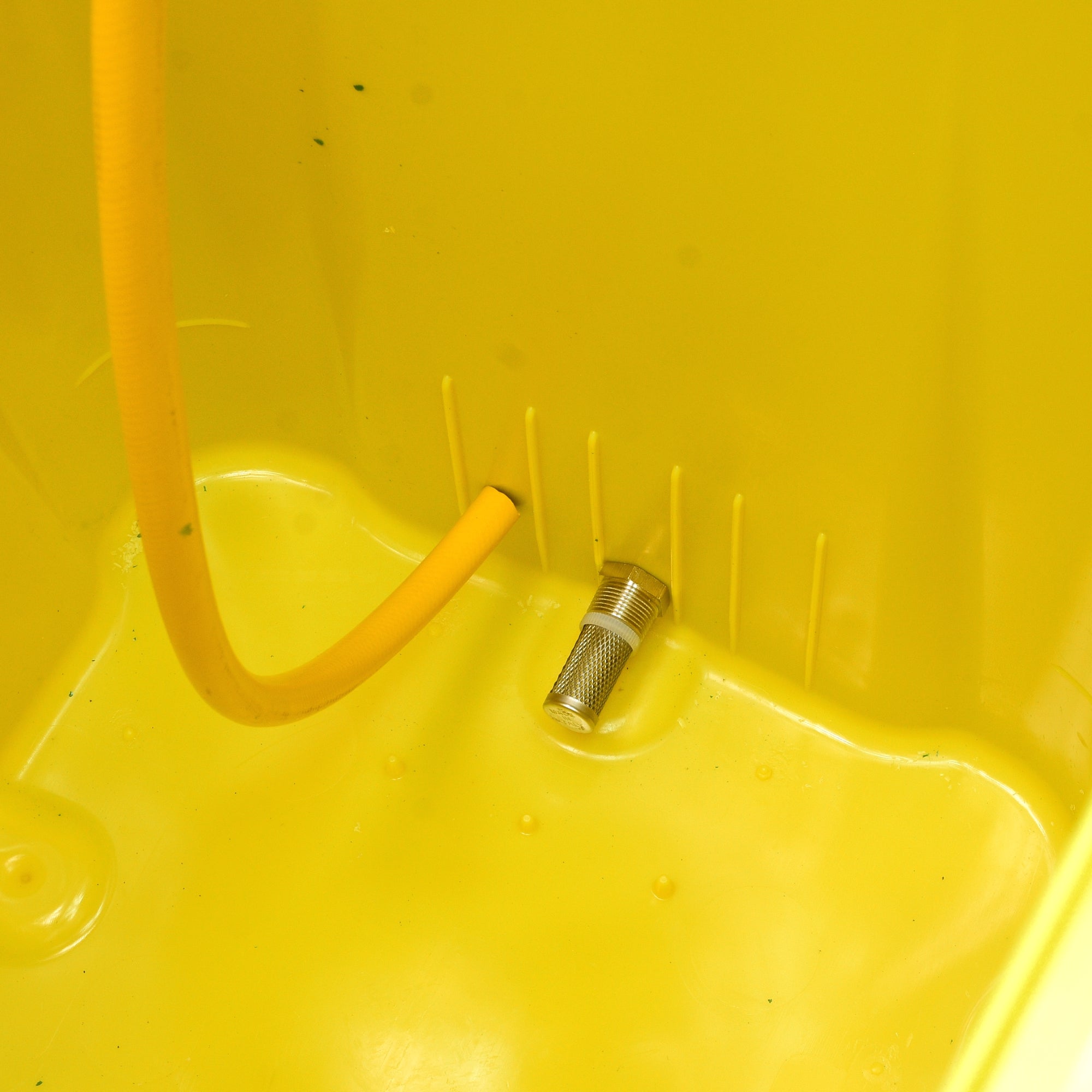 V-TUF 120L bowser rear view showing pump inlet connection and tank mounting points