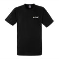 V-TUF branded t-shirt black with yellow V-TUF logo, front view