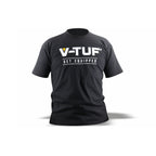 V-TUF branded t-shirt back view showing design and fit
