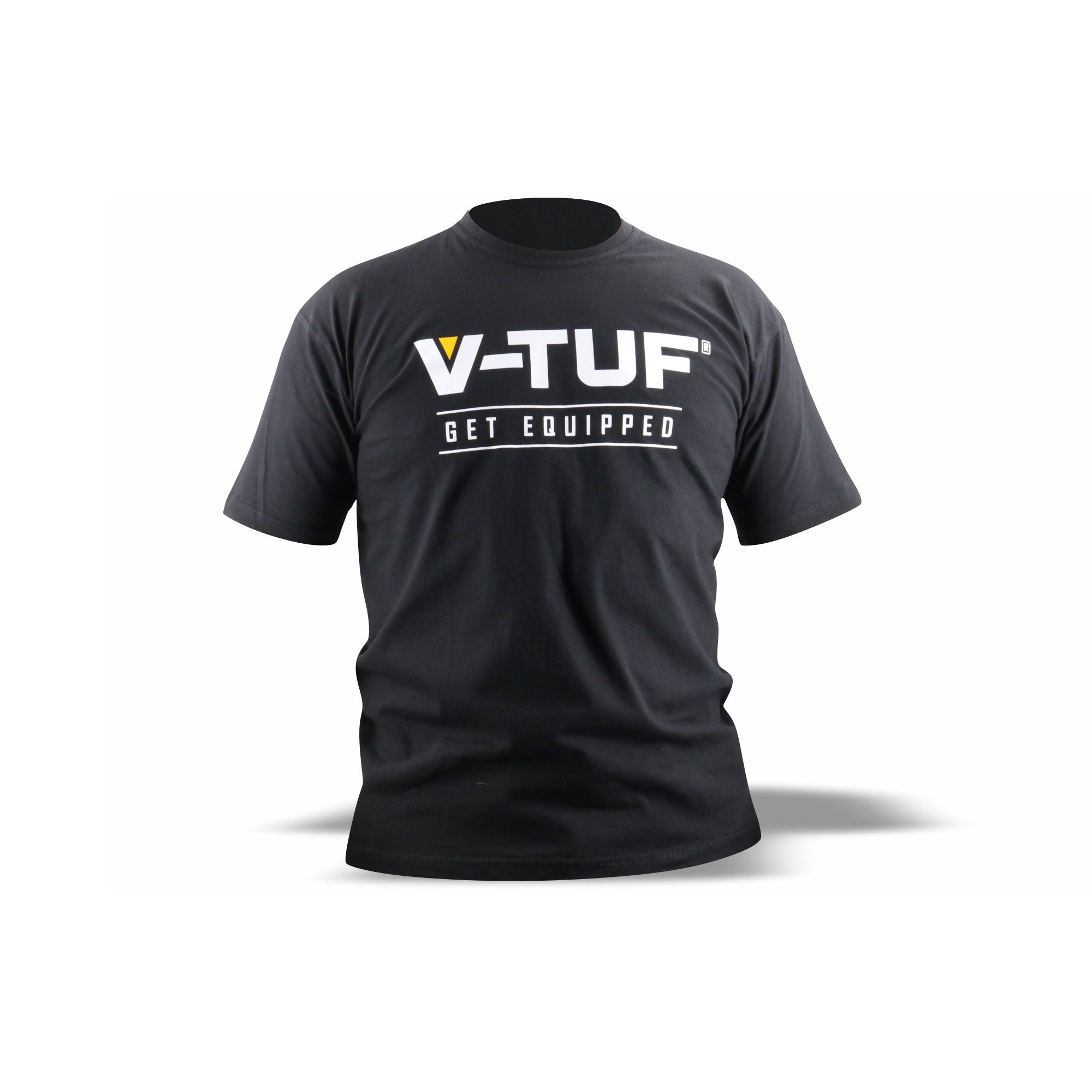V-TUF branded t-shirt back view showing design and fit