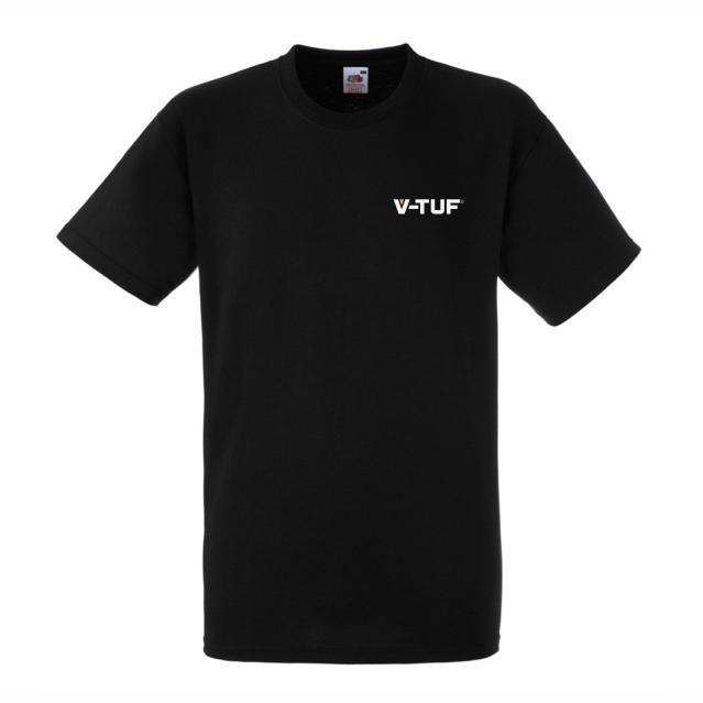 V-TUF branded t-shirt XS size, black with yellow V-TUF logo print