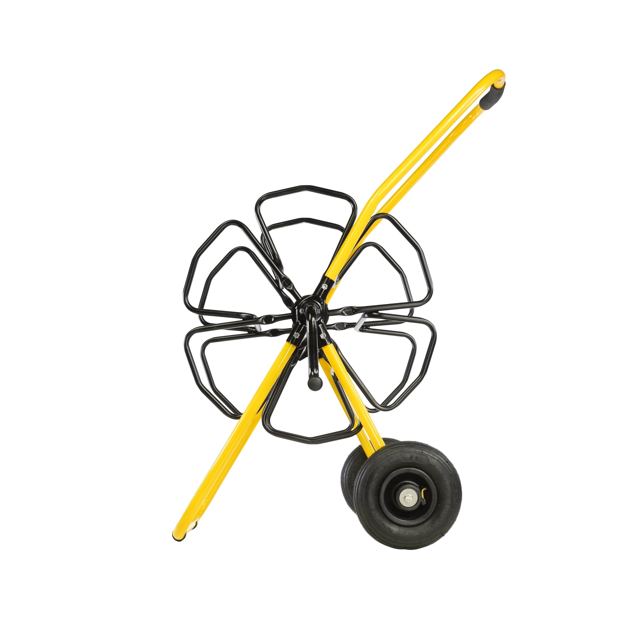 V-TUF painted steel hose reel V3.12100N close-up showing drum and manual wind mechanism