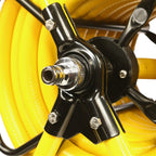 V-TUF hose reel trolley wheel detail showing rubber tyre and axle assembly