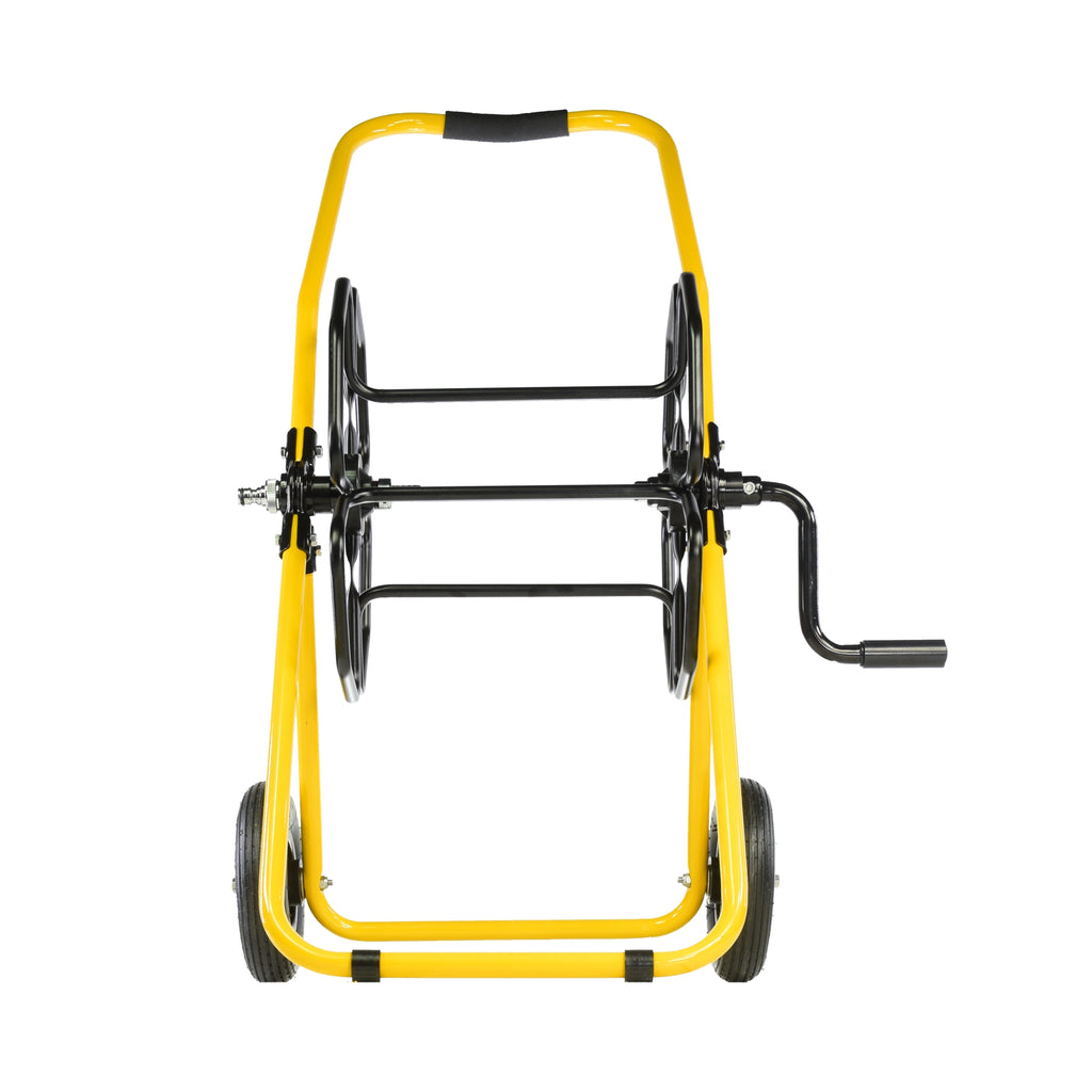 V-TUF V3.1250N hose reel side view showing steel drum and manual wind handle