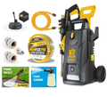 V-TUF V3240X2-KIT2 with 15m water feed hose showing machine and hose bundle