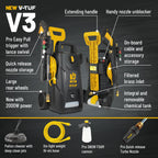 V-TUF V3240X2 electric pressure washer side view showing trigger gun and compact frame
