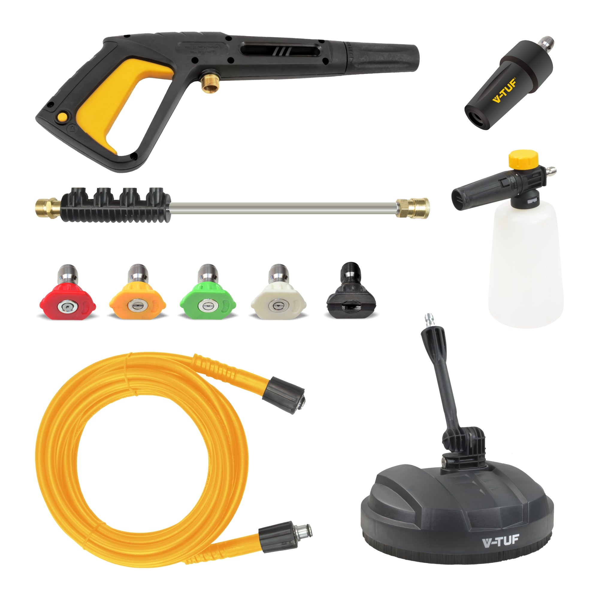 V-TUF V3240X2-KIT1 full kit contents showing machine and cleaning chemicals