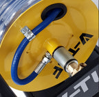 V-TUF 30m portable Super Series reel close-up showing inlet swivel and guide arm