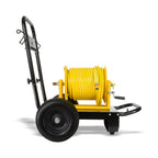 V-TUF V5.141SS-KIT2 Super Series manual reel side view showing stainless drum and yellow hose