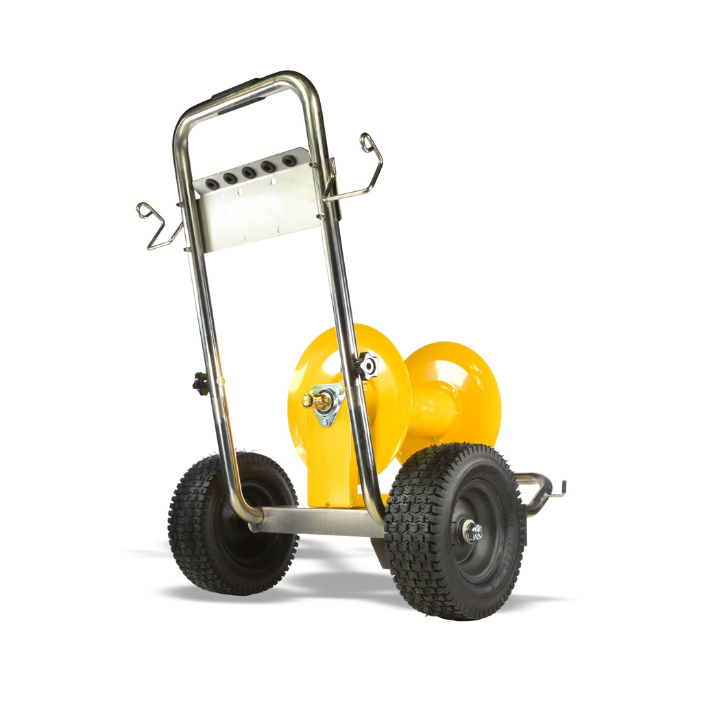 V-TUF V5.141SSTR trolley reel side view showing stainless drum and trolley frame