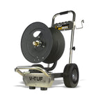 V-TUF manual wind trolley hose reel V5.1453TR, 60m capacity, yellow steel frame with wheels