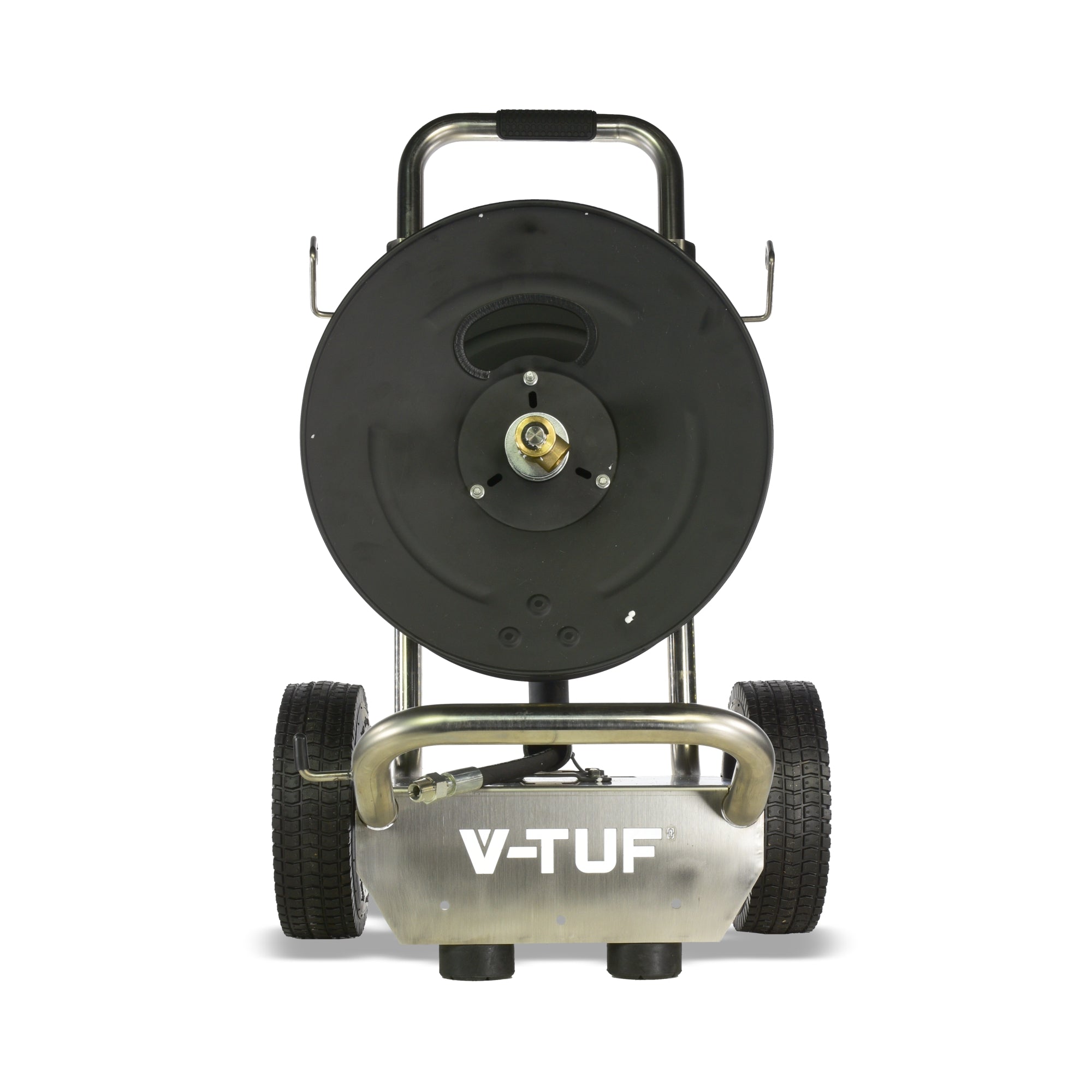 V-TUF V5.1453TR trolley hose reel side view showing hand crank and hose guide
