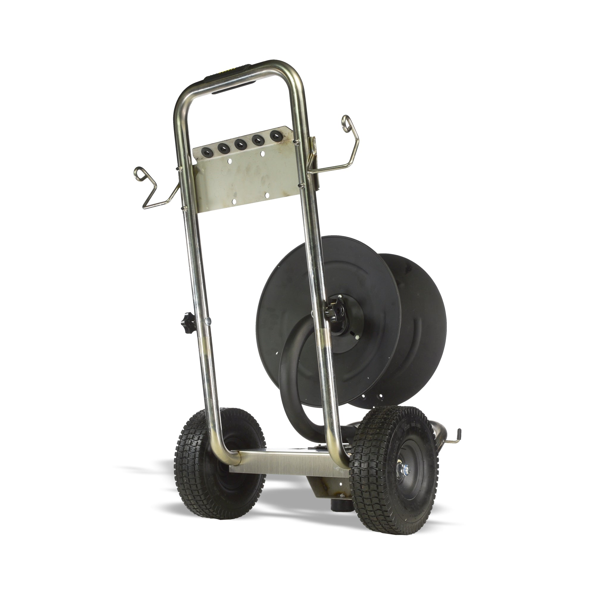 V-TUF V5.1453TR trolley hose reel rear view showing drum capacity and wheel axle