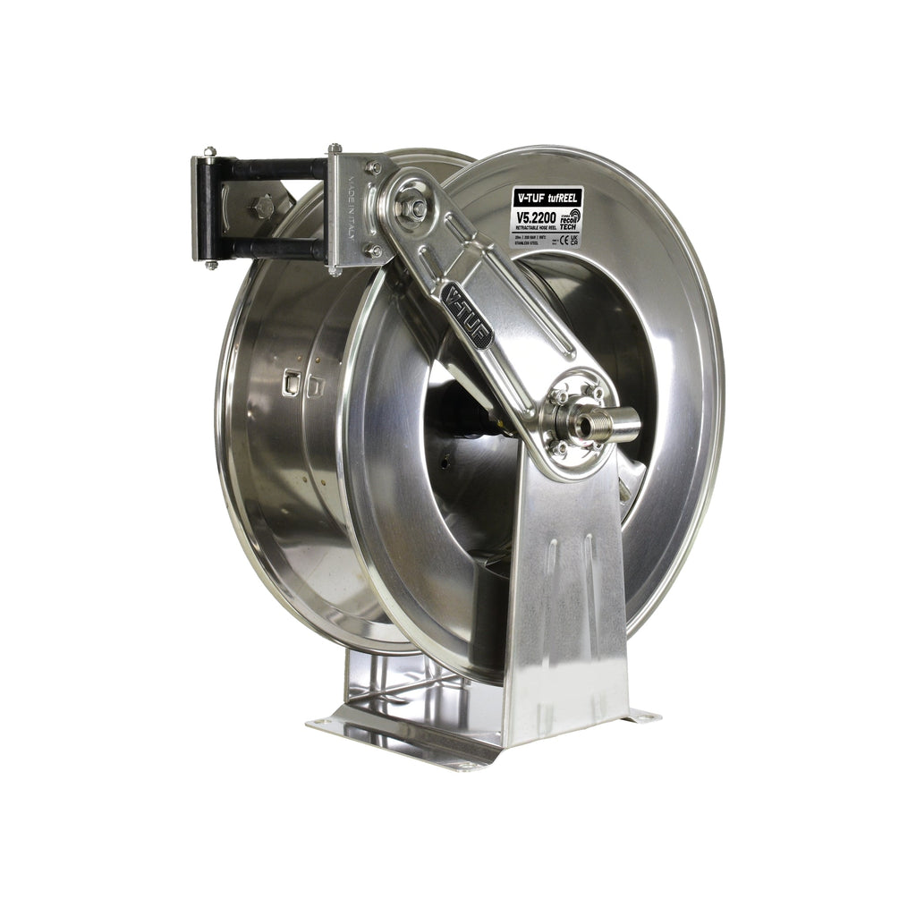 V-TUF tufREEL V5.2200 20m retractable hose reel, stainless steel, front view