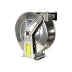 V-TUF V5.2200 stainless tufREEL side view showing retract spring housing and hose outlet