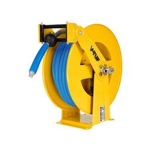 V-TUF V5.2201-KIT1B retractable reel with 20m 2-wire blue 3/8M hose, side view