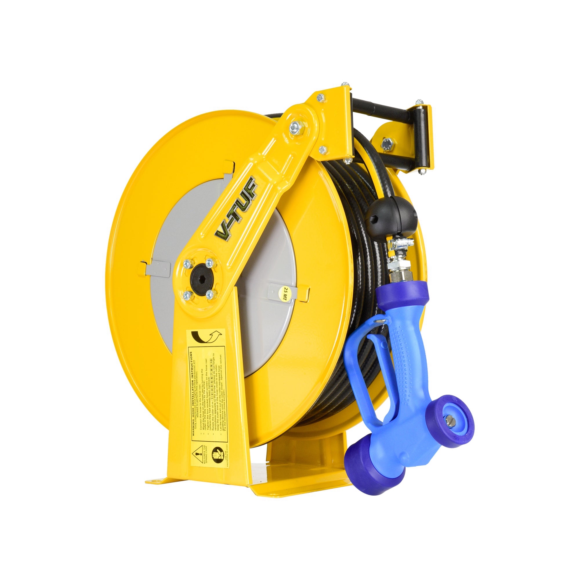 V-TUF V5.2201-WDKIT1 wash down reel kit side view showing rubber hose and low-pressure gun