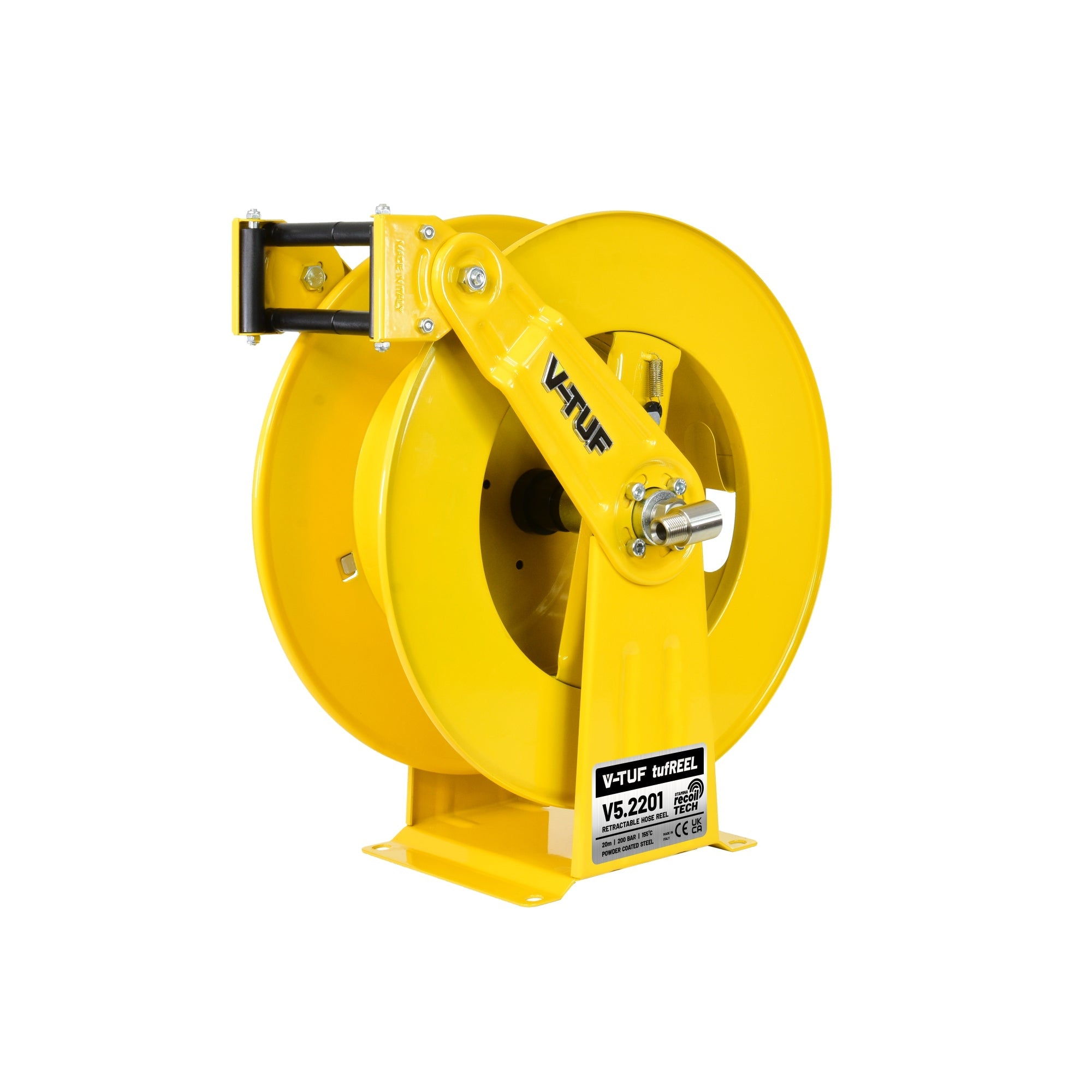 V-TUF tufREEL V5.2201 20m retractable hose reel, powder coated steel, front view