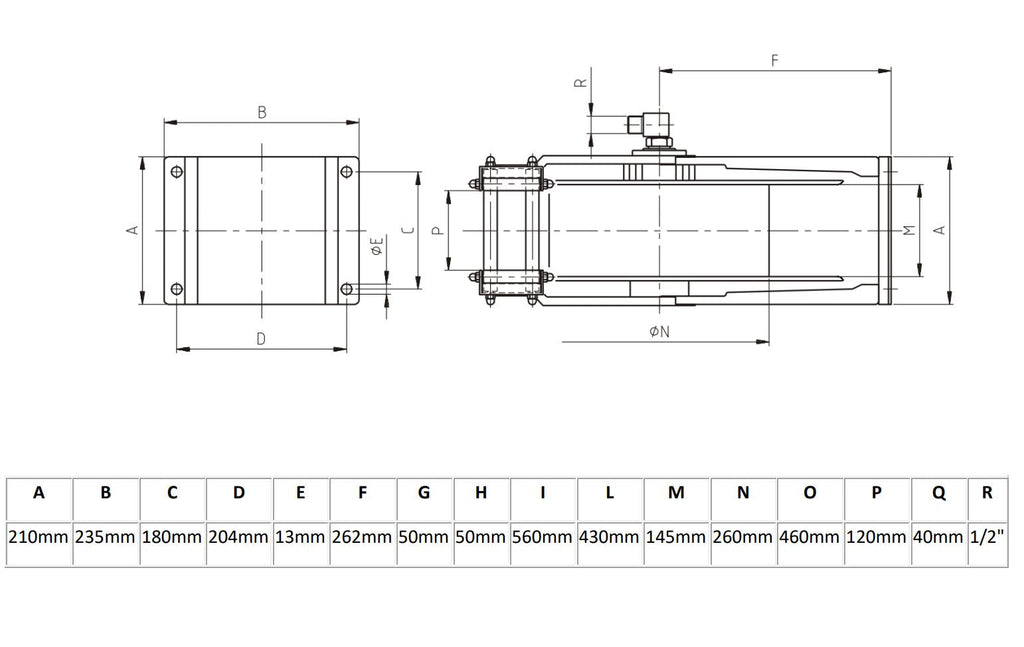 V-TUF V5.2201 tufREEL dimension drawing showing compact 20m drum measurements