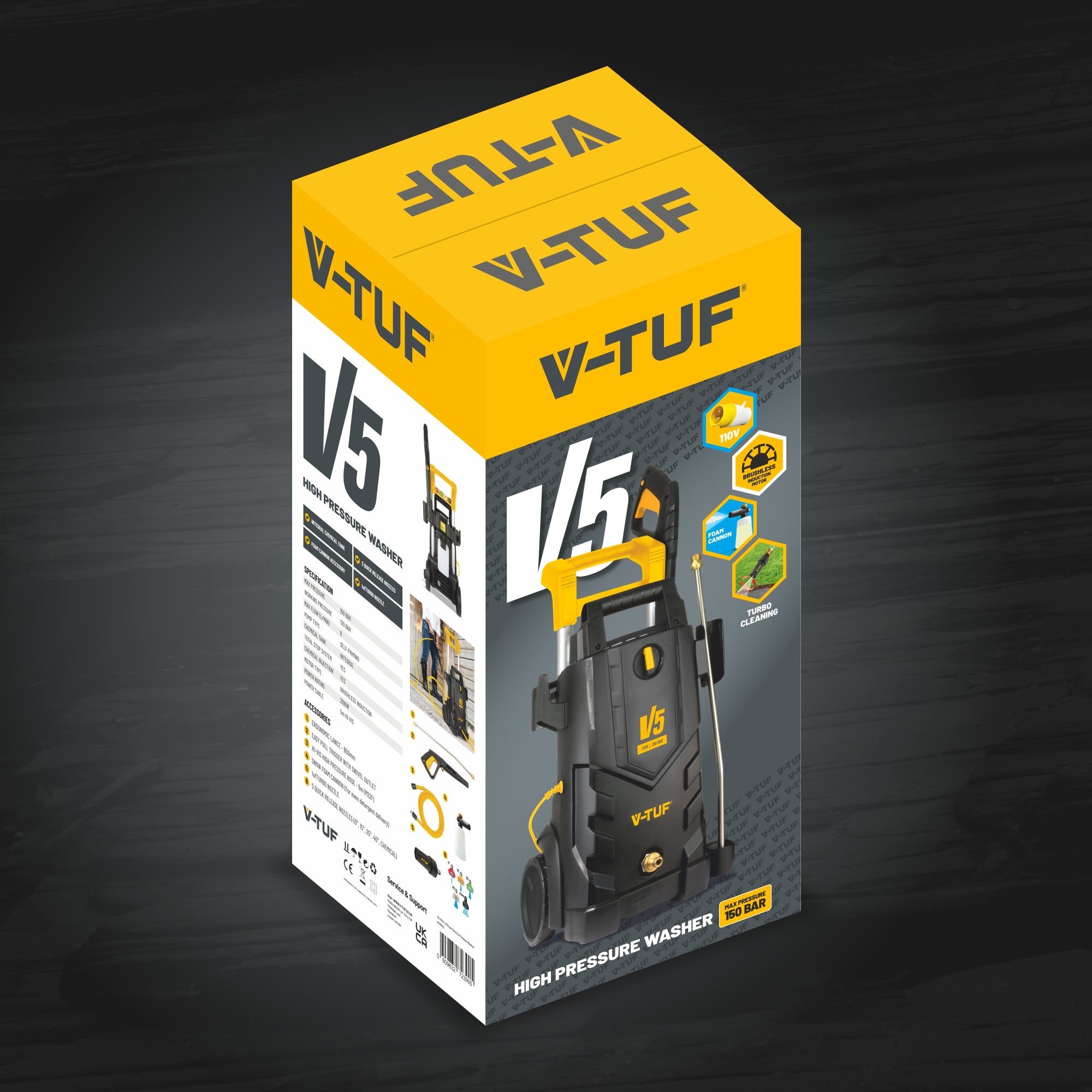 V-TUF V5110X2 in use on site showing 110V safe operation at 200 Bar