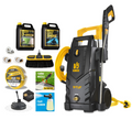 V-TUF V5240X2 pressure washer in use on driveway showing 200 Bar cleaning output