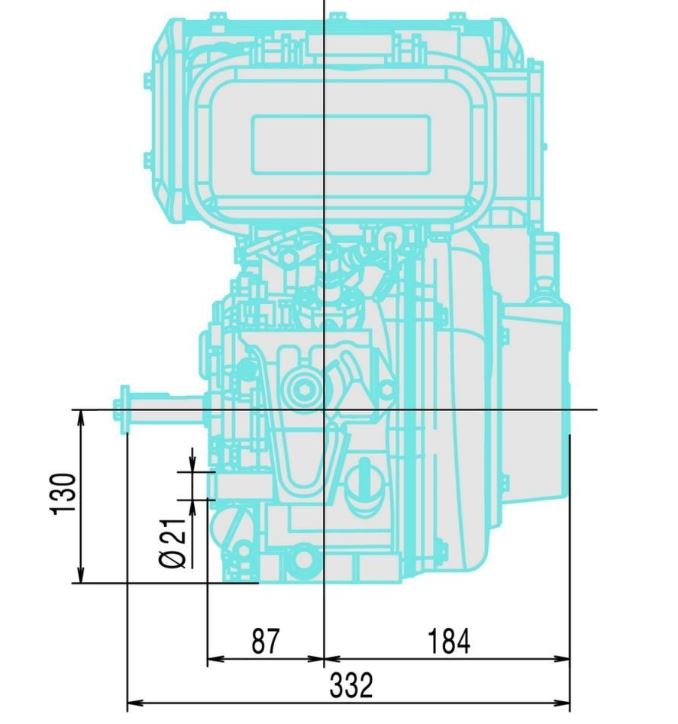 V-TUF Yanmar diesel engine VD5L48 close-up showing recoil assembly and fuel inlet