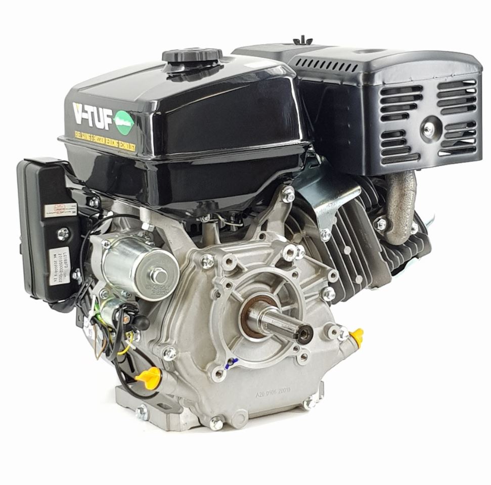 V-TUF VLCP15ES engine close-up showing oil alert sensor and starter key switch