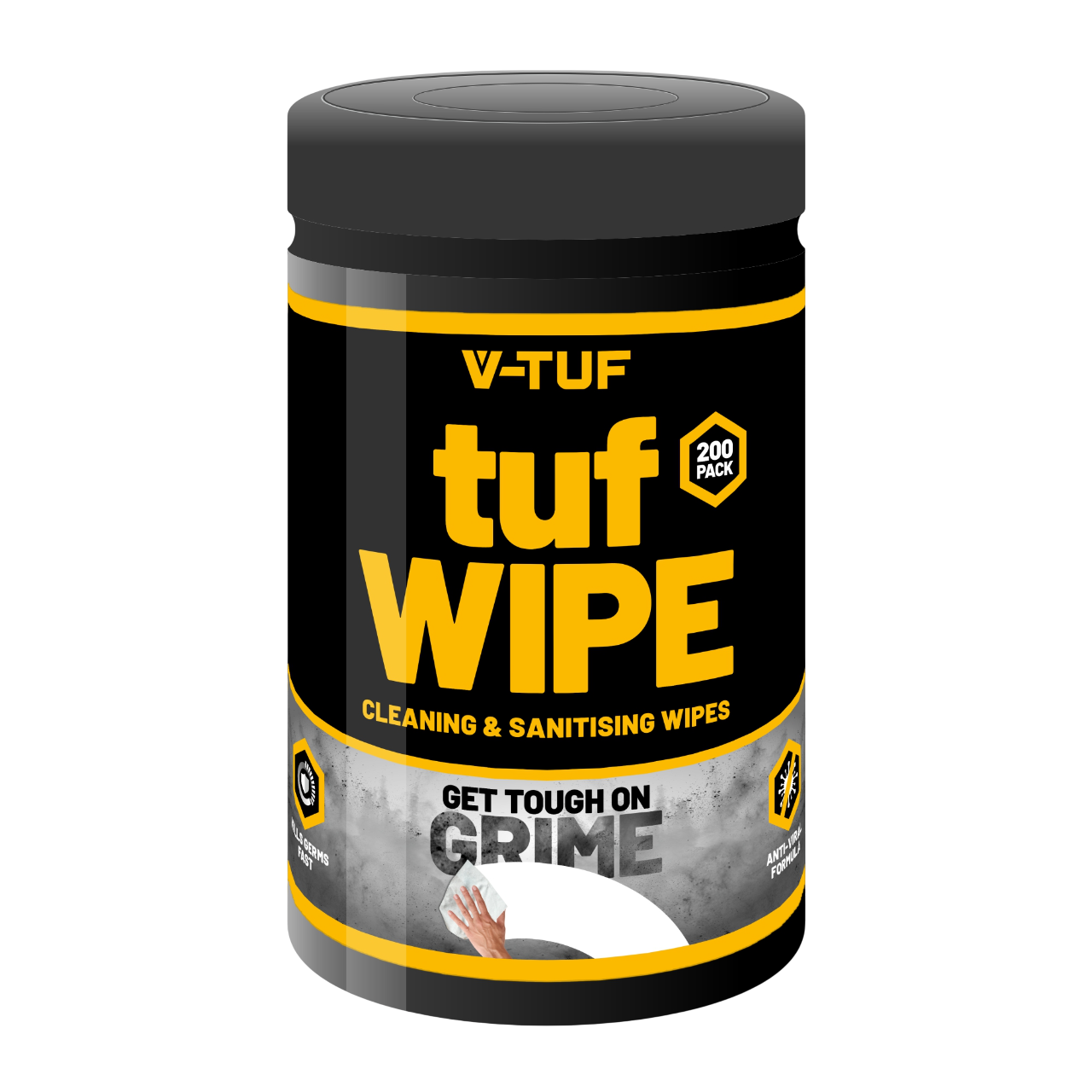 V-TUF tufWIPES antiviral antibacterial wipes VTABW-200CW 200 per tub with aloe vera
