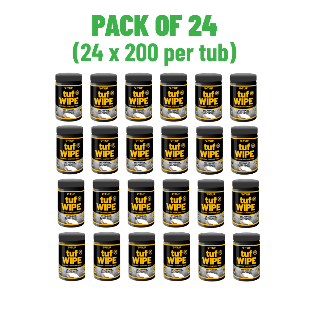 V-TUF tufWIPES antiviral antibacterial wipes VTABW-200X24 box of 24 tubs 200 wipes each