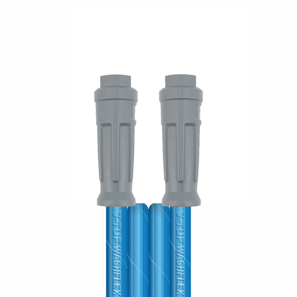 V-TUF blue 2-wire 5/16 jetwash hose with KLF EasyLock fittings showing coupling detail