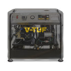 V-TUF VTCOV2 waterproof machine cover side view showing fitted dimensions and securing straps