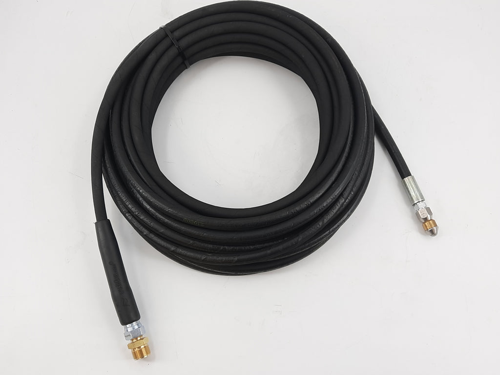 V-TUF drain jetting hose kit close-up showing 3-backwards 1-forward jet nozzle