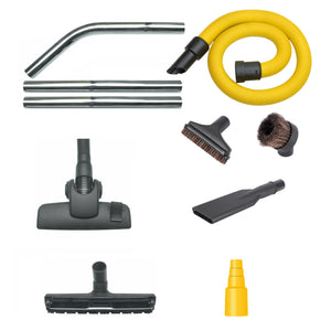 V-TUF MINI vacuum accessories kit close-up showing floor tool, crevice tool and hose