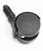 V-TUF VTM488 StacVac front castor wheel close-up showing swivel bracket and wheel