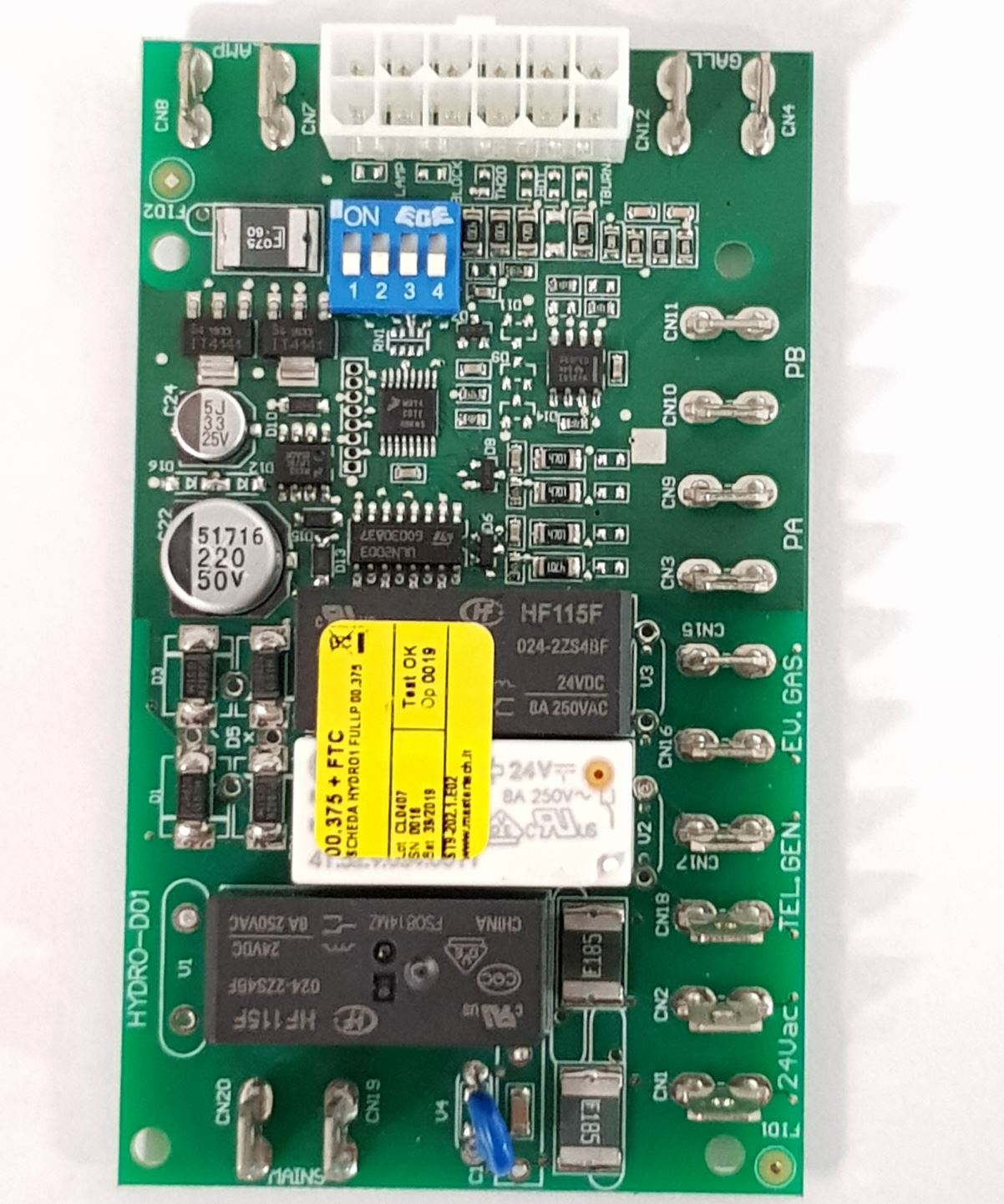 V-TUF PCB control SXL flame monitor version 2 VTPS4373, front view showing board components