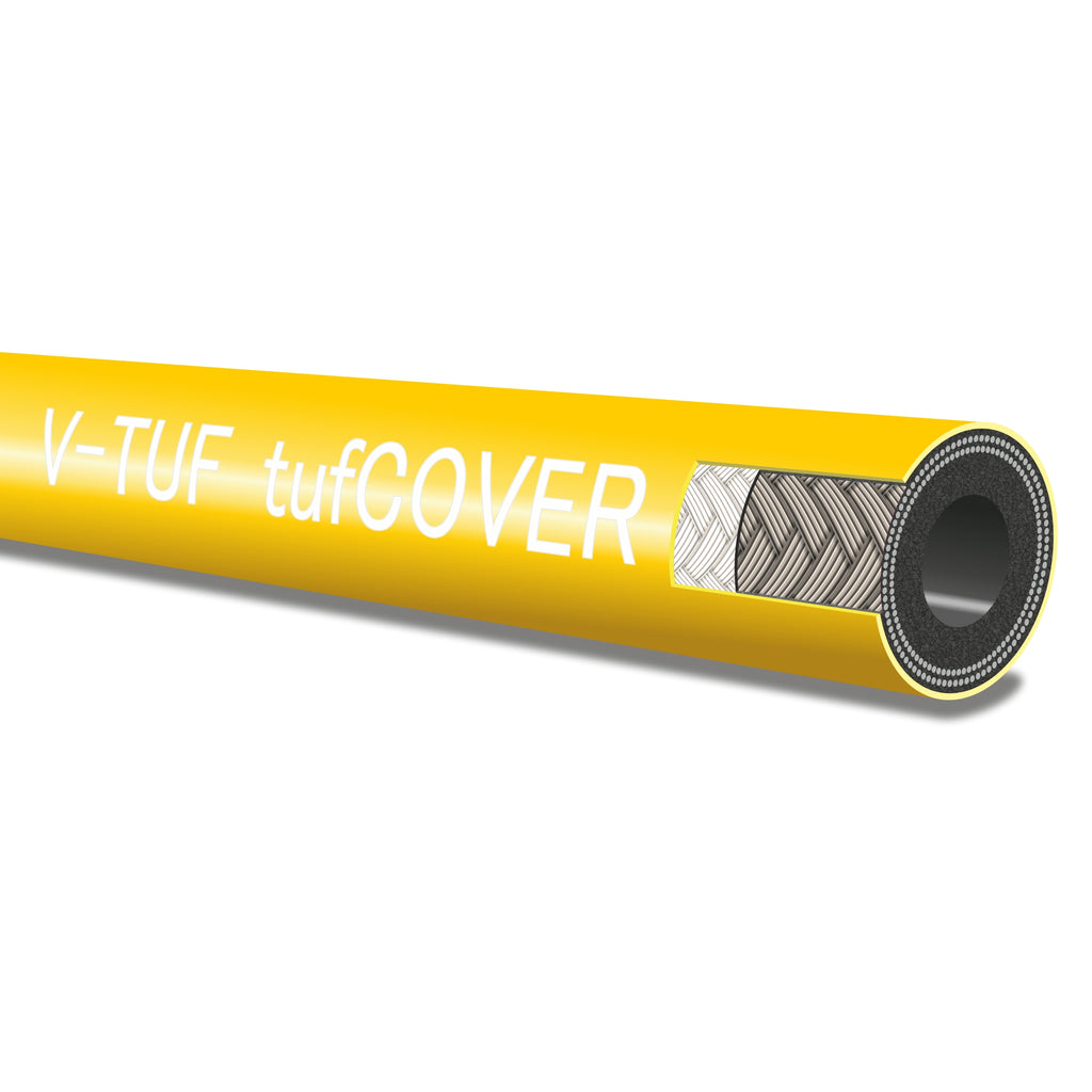 V-TUF 2-wire 3/8 tufCOVER jetwash hose yellow VTTCY238-1M DN10 per metre, full length view