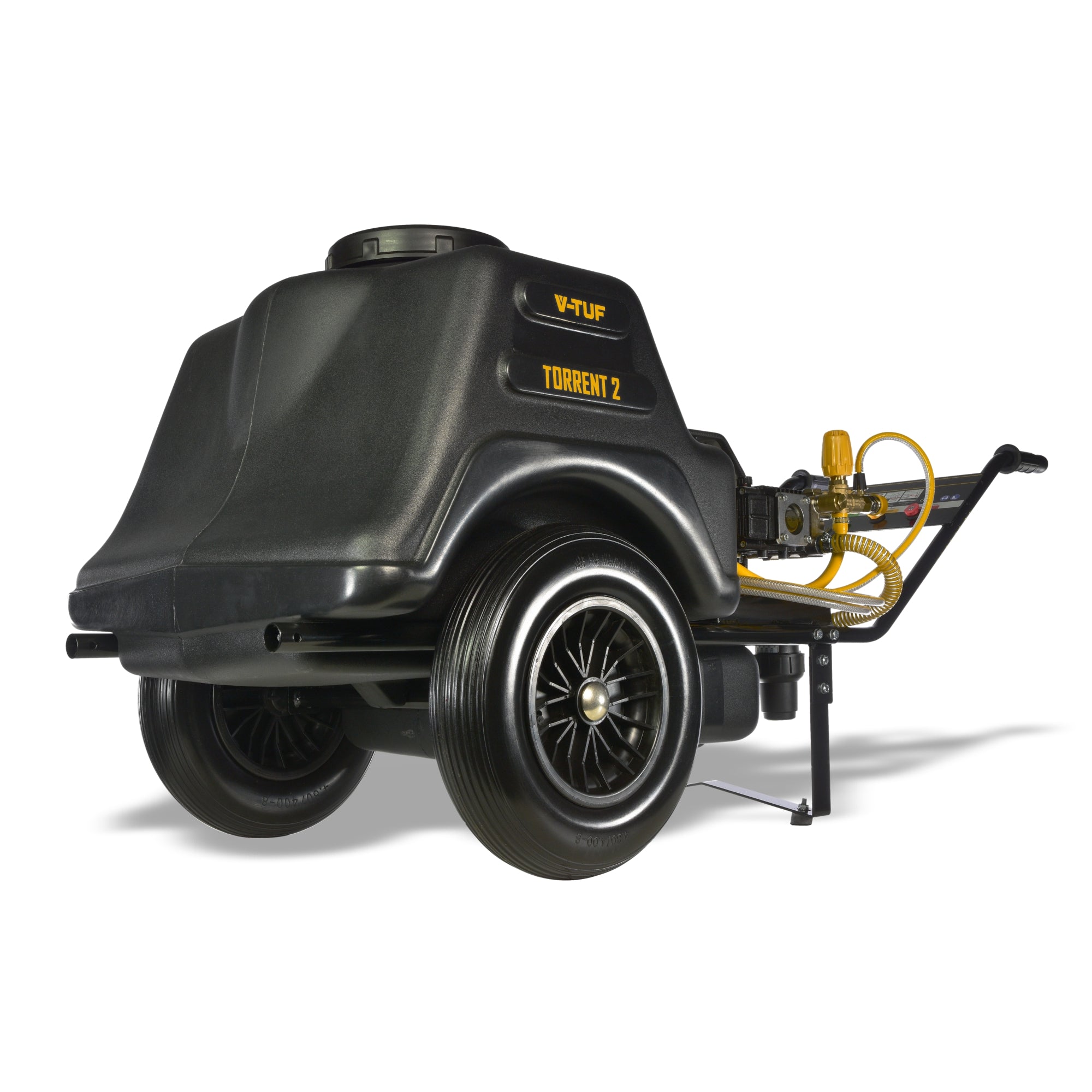 V-TUF VTUF110B 110V electric bowser pressure washer side view showing 110V motor and bowser tank