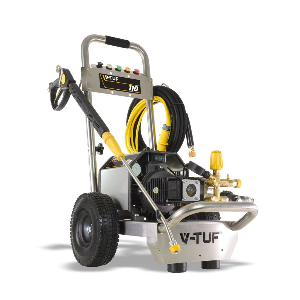 V-TUF VTUF110 site pressure washer close-up of trigger gun and quick release fittings