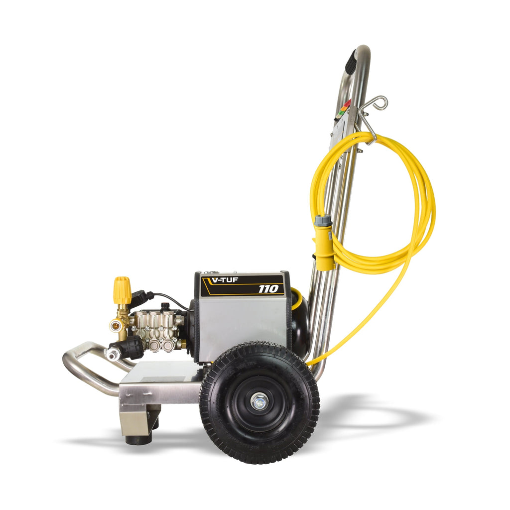 V-TUF VTUF110 site washer close-up of pump head and high pressure outlet